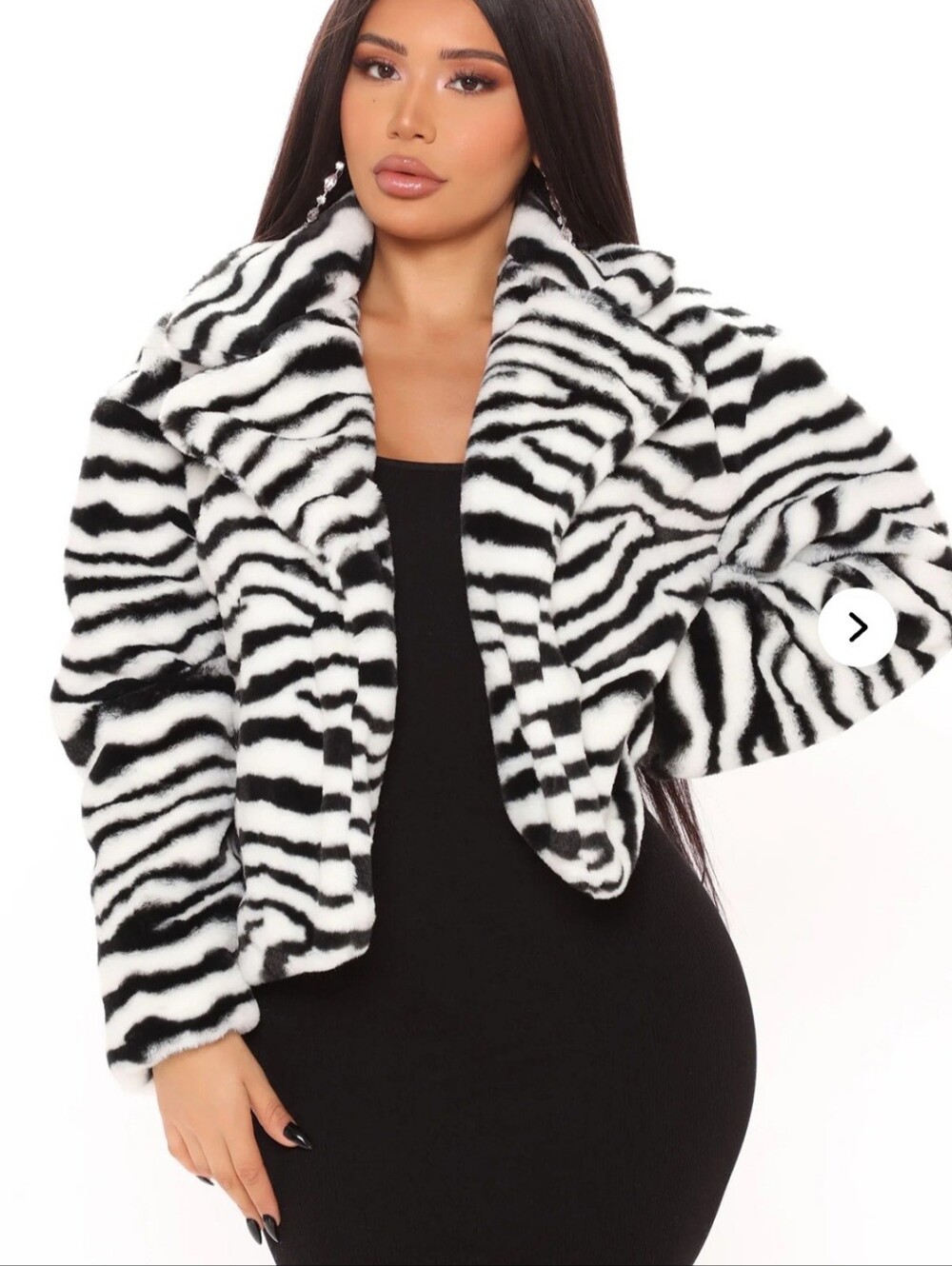 Stoosh Zebra Print Faux Fur Crop Jacket NWT Large